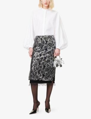HUISHAN ZHANG: Leja Sequin-Embroidered Woven Midi Skirt