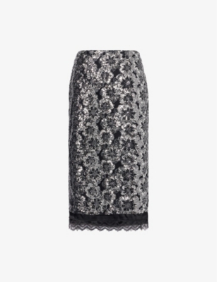 HUISHAN ZHANG: Leja Sequin-Embroidered Woven Midi Skirt