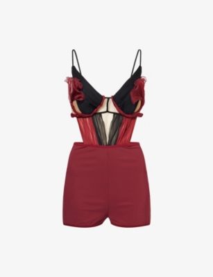 NENSI DOJAKA: Petal Open-Back Silk Playsuit
