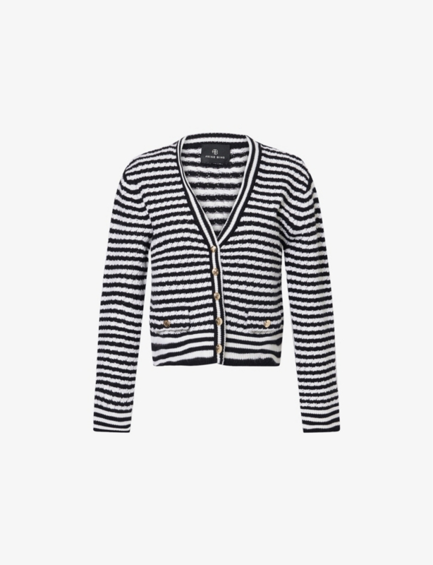 Gwen Striped Knitted Merino-Wool and Cashmere Cardigan