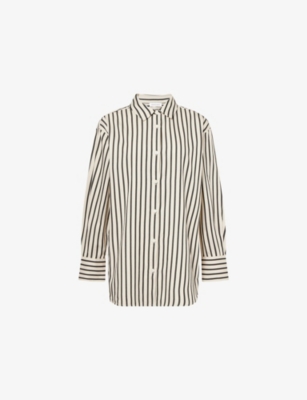 ANINE BING: Plaza Striped Cotton Shirt