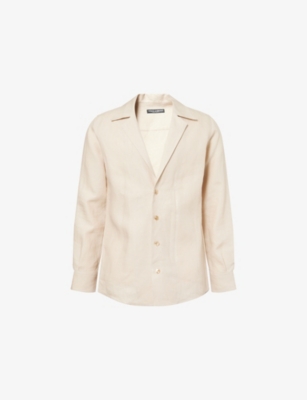 Dolce & Gabbana Long Sleeve Linen Shirt In Neutral
