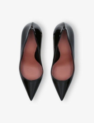 Amina Muaddi Ami Patent Leather Pedestal Pumps In Black
