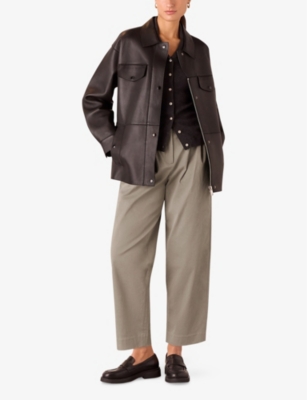 Whistles Womens Bethany Barrel-leg Woven Trousers Cream In Cream