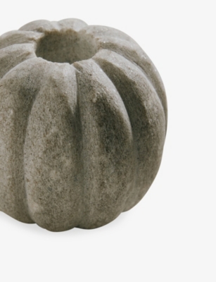 THE WHITE COMPANY: Marble Ribbed Dinner Candle Holder 7cm