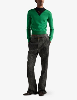 PRADA: Crew-Neck V Cut-Out Wool Jumper