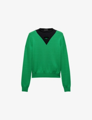 PRADA: Crew-Neck V Cut-Out Wool Jumper