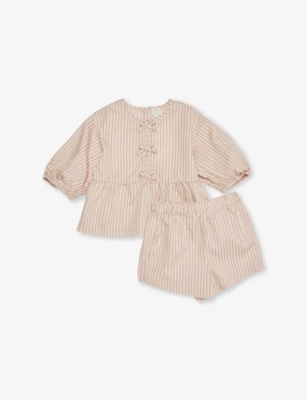 H&M ADORABLES: Stripe-Print Two-Piece Cotton-Poplin Set 6-36 Months