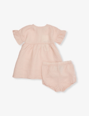 H&M ADORABLES: Frilled-Sleeve Linen Dress with Bloomers 4-36 Months