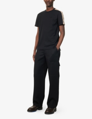 BURBERRY: Check-Trim Equestrian-Knight Cotton-Jersey T-Shirt