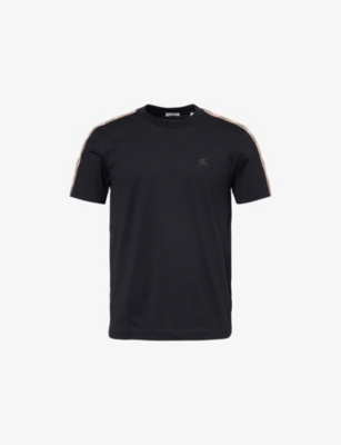 BURBERRY: Check-Trim Equestrian-Knight Cotton-Jersey T-Shirt