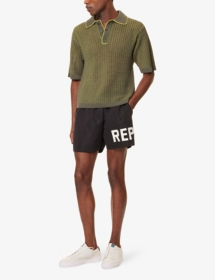 REPRESENT: Logo-Print Regular-Fit Swim Shorts