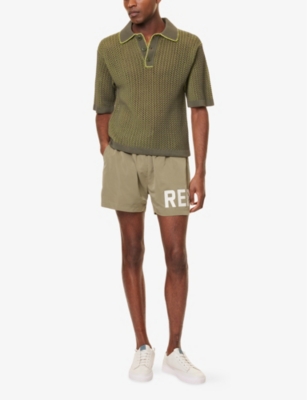 REPRESENT: Logo-Print Regular-Fit Swim Shorts