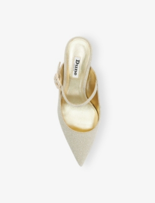 Dune Womens  Chronicles Embellished Heeled Woven Slip-on Mules In Gold Synthetic
