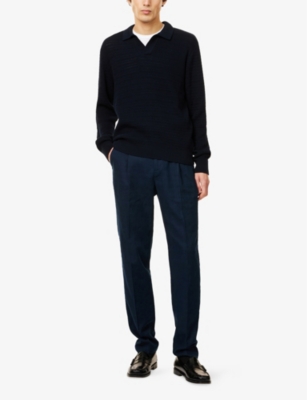 SUNSPEL: Textured long-sleeve cotton-knit polo shirt