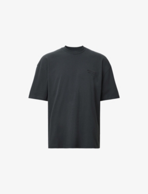 Allsaints Mens Carbon Grey Xander Logo-embossed Short-sleeve Cotton T-shirt In Gray