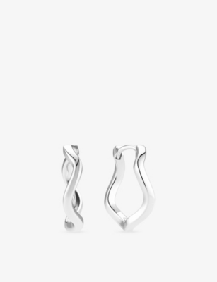 SIF JAKOBS: Ellera Waves Pianura Grande Rhodium-Plated Sterling-Silver Earrings