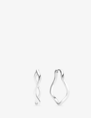 SIF JAKOBS: Ellera Waves Pianura X Grande Rhodium-Plated Sterling-Silver Earrings