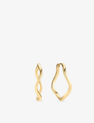 SIF JAKOBS: Ellera Waves Pianura X Grande 18ct Yellow Gold-Plated Sterling-Silver Earrings