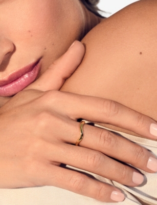 SIF JAKOBS: Ellera Waves Pianura 18ct Yellow Gold-Plated Sterling-Silver Ring