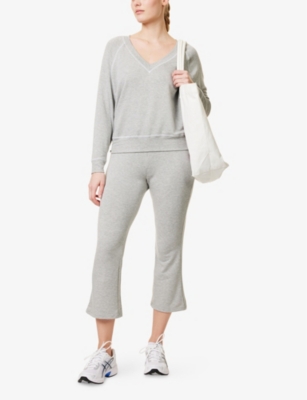 SPLITS59 WOMENS SPLITS59 BROOKS FLARED CROP-LEG MID-RISE STRETCH-WOVEN JOGGING-BOTTOMS 
