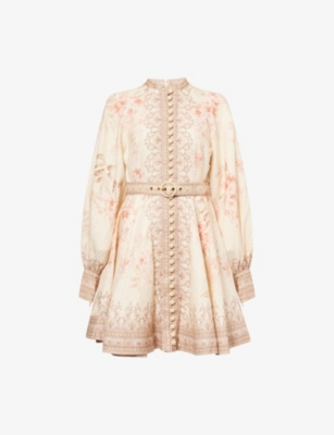 ZIMMERMANN: Illuminate Button-Up Linen Mini Dress