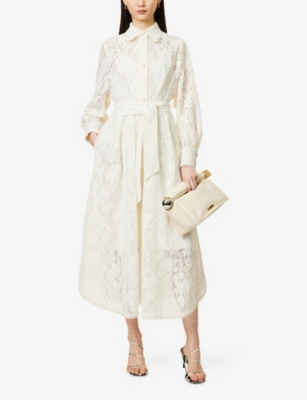 ZIMMERMANN: Dawning Tuck Long-Sleeve Midi Dress