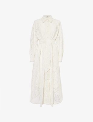 ZIMMERMANN: Dawning Tuck Long-Sleeve Midi Dress