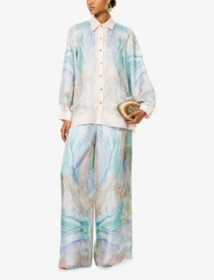 ZIMMERMANN: Illuminate Printed Relaxed-Fit Silk Shirt