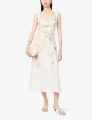 ZIMMERMANN: Balance Floral-Print Linen Midi Dress