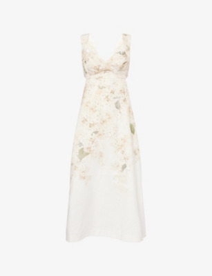 ZIMMERMANN: Balance Floral-Print Linen Midi Dress