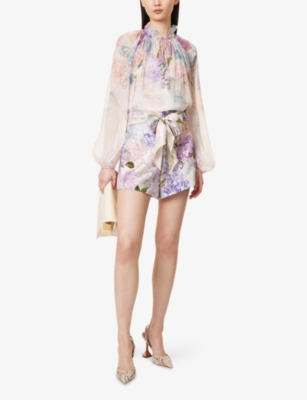 ZIMMERMANN: Dawn Billow Floral-Print Woven Blouse