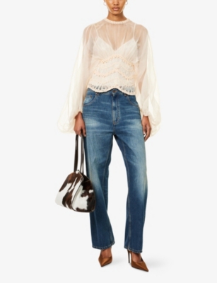 ZIMMERMANN: Illuminate Macrame-Trim Silk Bodice Blouse