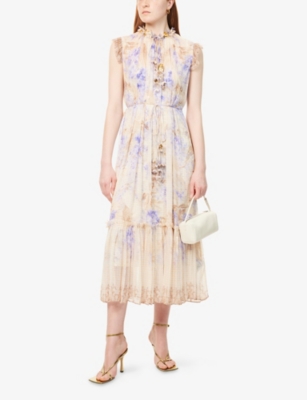 ZIMMERMANN: Dawning Flutter Woven Midi Dress