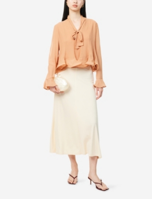 ZIMMERMANN: Balance Flutter Frilled-Trim Sheer Top
