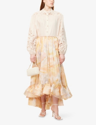 ZIMMERMANN: Balance Flounce Silk Maxi Skirt