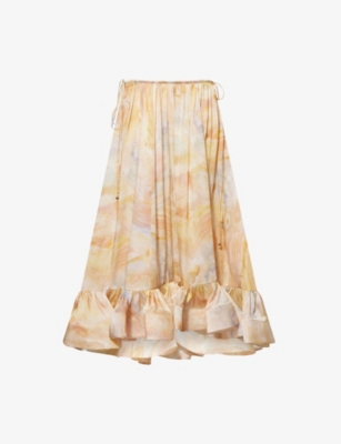 ZIMMERMANN: Balance Flounce Silk Maxi Skirt