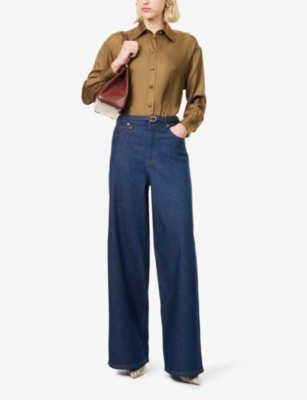 Zimmermann Womens  Flared-leg Relaxed Stretch-denim Jeans In Ink