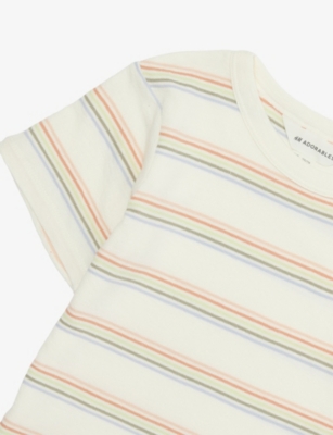 H&m Adorables White Dusty Light Striped Cotton T-shirt 2-10