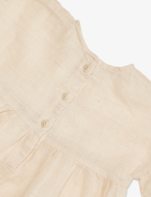 H&M ADORABLES: Round-Neck Flutter-Sleeve Two-Piece Linen Dress Set 4-36 Months