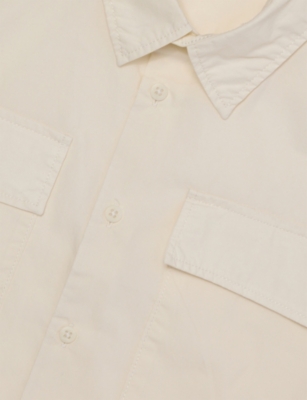 H&m Adorables White Light Patch-pocket Short-sleeve Cotton Shirt 2-7