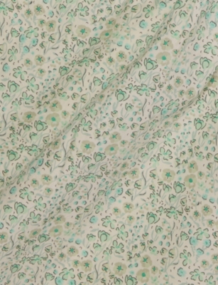 H&m Adorables Green Light Puff-sleeve Floral-print Cotton Top 2-10
