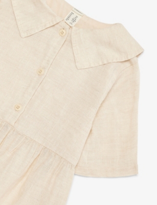 Shop H&m Adorables Sailor Collar Gathered Linen Dress 2-10