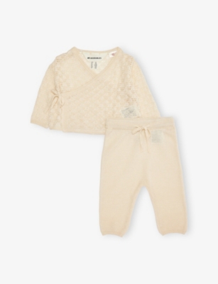 H&M ADORABLES: Knitted Two-Piece Silk-Blend Cardigan And Trousers Set 0-6 Months