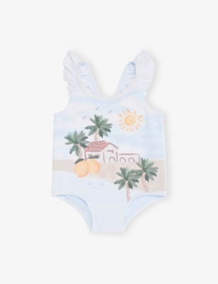 H&M ADORABLES: Floral-Print Frilled-Trim Swimsuit 4 Months-3 Years