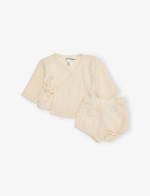 H&M ADORABLES: Wrap Long-Sleeve Two-Piece Cotton-Muslin Set 0-6 Months
