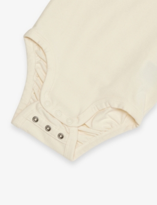 H&M ADORABLES: Broderie-Collar Short-Sleeve Cotton-Jersey Bodysuit 4 Months-3 Years