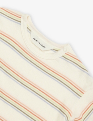 H&m Adorables White Dusty Light Striped Cotton T-shirt 2-10