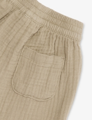 H&m Adorables Khaki Green Dusty Light Cheesecloth Straight-leg Cotton Trousers 4 Months-3