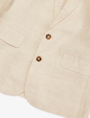 H&m Adorables Beige Dusty Light Notch-lapel Single-breasted Linen Blazer 2